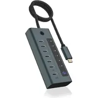 Icy Box IB-HUB1457-C31 USB 3.2 Gen 1 (3.1 Gen 1) Type-C 10000 Mbit/s Blauw, Grijs