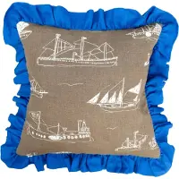 Fine Little Day Ohoy kussenhoes Bruin-naturel-blauw, 48x48 cm