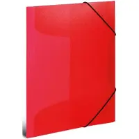 Herma mappen A3 rood doorschijnend set, 3 stuks, hoekmappen van kunststof met elastische band en binnenkleppen voor kinderen, jongens en meisjes