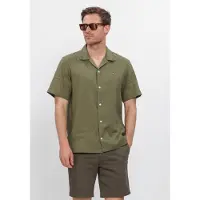 Tommy Hilfiger Heren Overhemden Sorona Linen Camp Ss Rf 1/2 - Khaki - Maat XL