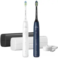 Philips 5500 Series - Elektrische Tandenborstels - Wit & Blauw Duopack – 2 Reisetuis - Wittere tanden - HX7119/01