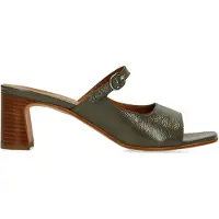 Manfield Groene leren sandalen met hak | Maat 41