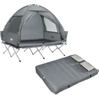 SoBuy Campingzetset met luchtbed en accessoires - 2-persoons - Opvouwbaar - Grijs | OGS32-II-L-HG-TP