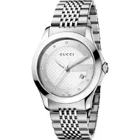Gucci G-Timeless YA126404 Herenhorloge met Zilveren Wijzerplaat