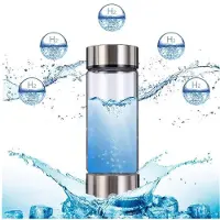 Zandona 3X Waterstofwaterfles, Waterstofwatergenerator, Oplaadbare Glazen Waterstofwatermachine Gezondheidsbeker voor Thuisreizen