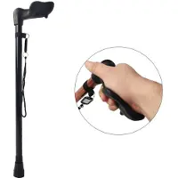 INF Multifunctionele verstelbare wandelstok van aluminiumlegering - Telescopische wandelstok voor trekking en zelfverdediging Black