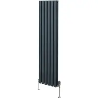 Monster Ovaal vormige radiator met elektrische verwarming & chroomkleurige thermostaafsluitingen – 1600mm x 360mm - Wit