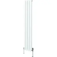 Monster Ovaal vormige radiator met elektrische verwarming & chroomkleurige thermostaafsluitingen – 1600mm x 240mm - Wit