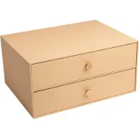 Exacompta OfficeByMe-ladebox A4+ beige, 2 laden met gouden knop, FSC-karton, stapelbaar, plasticvrij
