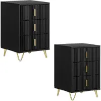 SoBuy Set van 2 Nachtkastjes Zwart 3 Lades