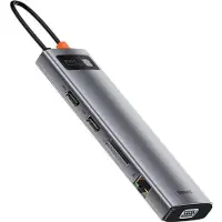 Baseus - Metal - Gleam 11in1 multifunctionele USB Type C HUB - 3x USB 3.2 Gen - 1 - 5Gbps / USB - Type - C - PD - 100W / 3,5 - mm - mini - jack - AUX / VGA - Full - HD - 60Hz / 2x - HDMI - 4K - 30Hz /