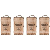 Semoic 4X Vintage Hout 2 Wijnfles Box Carrier Krat Case Opslag Draagdisplay Houder Verjaardagsfeestje Kerstcadeau