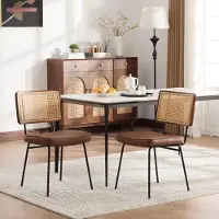 MODFU - Eetkamerstoelen 2-Delige Set - Zonder Armleuningen - Scandinavisch - Voor Eethoek - PU - Bruin