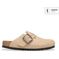 Birkenstock Heren Leren Boston Wire Buckle sandalen (Smalle Pasvorm) zand (46), Beige, Plat, Nubuck, Gesp, Casual 1031573