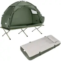 SoBuy Campingzelt met Luchtmatras en Campingbed Set - Groen - Oxford stof - 160x86x193 cm | OGS32-II-GR-TP
