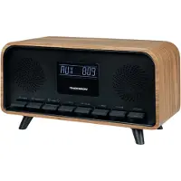 Thomson Bluetooth wekkerradio - - Vintage Cosy - 30 W, FM-radio, dubbele wekker, LCD-scherm, USB-C-oplader, voeding. 230V