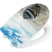 Wenko WC bril Boat - Thermoplast hoogglans - Easy-Close softclose sluiting - Fix-Clip bevestiging afklikbaar in RVS - belastbaar tot 350 kg - Toiletbril decor - Toiletzitting met print
