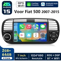Hexinex HexinexMarket Quad-Core autoradio Geschikt voor Fiat 500 (2007-2015) - Draadloos CarPlay, Android Auto, multimediaspeler, 2GB+64GB, Black