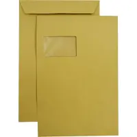 Netuno Akte enveloppen A4 - Venster links - C4 - 229 x 324 mm - 250 stuks - zelfklevend met plakstrip - 90 gram - Bruin -