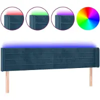 vidaXL Hoofdbord LED 203x16x78/88 cm fluweel donkerblauw