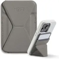 MOFT Snap-On Magnetische Kaarthouder - Wallet Compatibel met MagSafe - Pasjeshouder met Standaard - MOVAS Vegan Leer - Portemonnee 2 Pasjes - Taupe