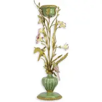 Baakman Kandelaar - Porseleinen plant - Bronzen elementen - 66 cm hoog
