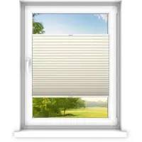 Time4blinds - Plisségordijn zonder boren op maat gemaakt - Vouwgordijn - Plisségordijn privacy en zonwering - Eenvoudige installatie - Kant-en-klaar plisségordijn - 120x150 cm - Vanille
