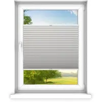Time4blinds - Plisségordijn zonder boren op maat gemaakt - Vouwgordijn - Plisségordijn privacy en zonwering - Eenvoudige installatie - Kant-en-klaar plisségordijn - 80x160 cm - Lichtgrijs