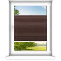 Time4blinds - Plisségordijn zonder boren op maat gemaakt - Vouwgordijn - Plisségordijn privacy en zonwering - Eenvoudige installatie - Kant-en-klaar plisségordijn - 80x160 cm - Klassiek bruin