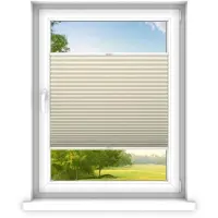 Time4blinds - Plisségordijn zonder boren op maat gemaakt - Vouwgordijn - Plisségordijn privacy en zonwering - Eenvoudige installatie - Kant-en-klaar plisségordijn - 120x110 cm - Beige room