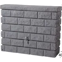 Graf regenton Rocky 400 L-granietgrijs-met kraantje-met vulautomaat voor rechthoekige regenpijp