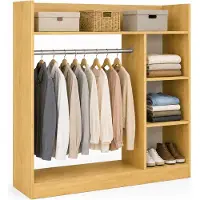 VCM Palosa Kleiderschrank H. 120 x B. 124 x T. 35 cm mit Kleiderstange & Regalfächern Offene Garderobe - Palosa L