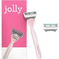 Jolly rose Rasoir Femme + 2 Lames de Rasoir Femme avec Manche Super Grip, Bande Lubrifiante et Rasage Ultra-Confortable,