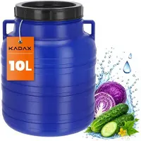Kadax Plastic vat, brede hals, vat van HDPE-kunststof met deksel, dekselvat, multifunctioneel kunststof vat, universeel vat, watervat (10 l, 1 stuk)