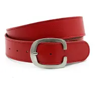 A-zone Rode dames brede riem 4,5 cm leer met zilveren gesp - Leer - Brede riem - Casual - Maat 90
