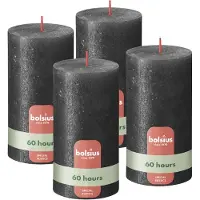 Bolsius Stompkaarsen Shimmer 4 st rustiek 130x68 mm antracietkleurig
