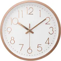 IvoQ Moderne Wandklok Roségoud - Stijlvol - Strak Design - Ø 30 cm