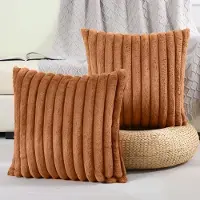 OKWISH Kussenslopen – Fluwelen Kussensloop Set Met Zachte Sierkussenslopen, Decoratieve Kussenslopen Voor Woonkamer En Bed – Bruin – 45x45 cm