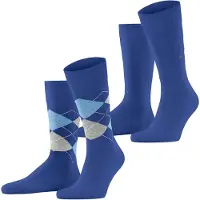 Burlington Everyday 2-Pack gedessineerd katoen multipack sokken heren blauw - maat 40-46