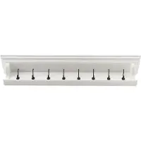 Nova solo Halifax Wandkapstok met 8 Haken en Opbergplank – Klassiek Landelijk Design in Wit met Antiek Messing Afwerking