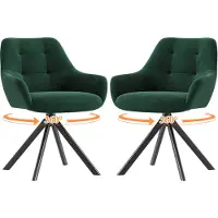 COLAMY Draaibare Eetkamerstoelen met Armleuningen - 360° Draaibaar - Luxe Fluweellook - Ergonomisch Ontwerp - Groen