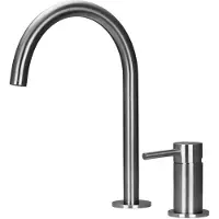 Pure.Sink Luxion 2-gats massief RVS keukenkraan met ronde uitloop PLX2HR-02