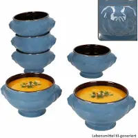 MamboCat Set van 6 soepkommen met leeuwenkop, blauw, 0,4 l – 24301773