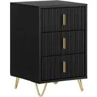 SoBuy Set van 2 Nachtkastjes met 3 Laden Zwart 40x36x63cm