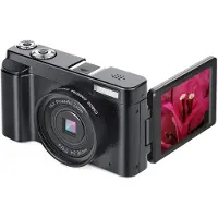 INF 4K digitale camera met 48MP resolutie, 3" kantelbaar scherm en slimme opnamefuncties Zwart