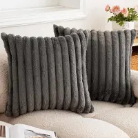 OKWISH Kussenslopen – Sierkussensloop Set Met Pluche Kussenslopen Voor Couch, Slaapkamer En Auto – Zachte Fluwelen Kussenslopen – Donkergrijs