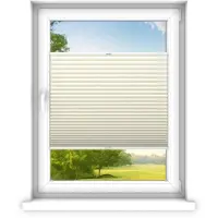 Time4blinds - Plisségordijn zonder boren op maat gemaakt - Vouwgordijn - Plisségordijn privacy en zonwering - Eenvoudige installatie - Kant-en-klaar plisségordijn - 100x80 cm - Roomwit