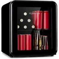 Klarstein Poplife Retro Drankenkoeler - 48 Liter - Temperatuur: 0-10 °C - 39 dB - 50 Cm Hoog - Verstelbare pootjes - EEK E - Compressiekoeling - Mini koelkast - Drankkoelkast - Zwart