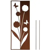 UNUS Tuinschild met bloemen, design tuindecoratie 82,5x32cm in roestlook