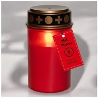 Novaliv graflamp LED met batterij en timer 6/18 LED graflamp rood langdurig met batterij flikkerend effect grafkaarsen begraafplaatskaars gedenkkaars graflantaarn eeuwig licht rouwkaars